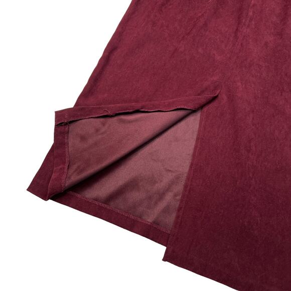 Vintage Erica Velvet Straight Pencil Maxi Skirt Back Zip Unlined Wine Red XL - Picture 4 of 5